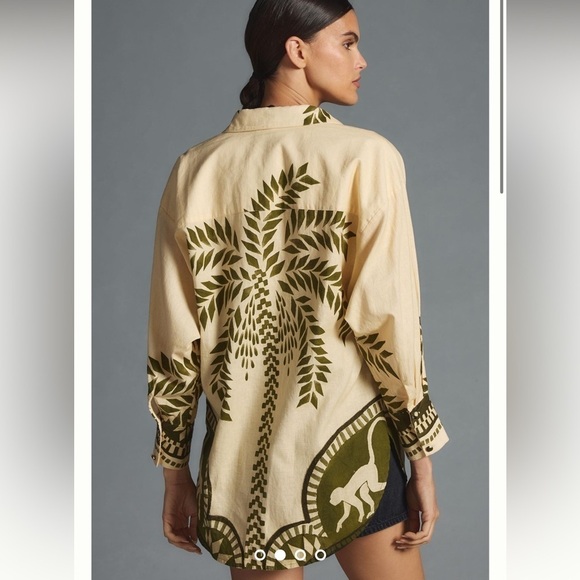 Eugenia Fernández Anthropologie Top Women Medium Safari Rahid Shirt Linen monkey - Picture 4 of 14